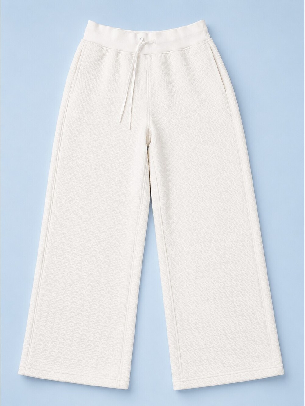 Lululemon Textured Wide-Leg High-Rise Pant White Waffle Knit Sz 6 Yoga Casual